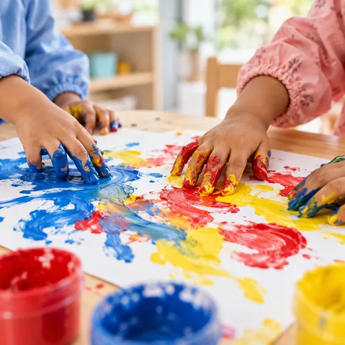 Hands in finger paint