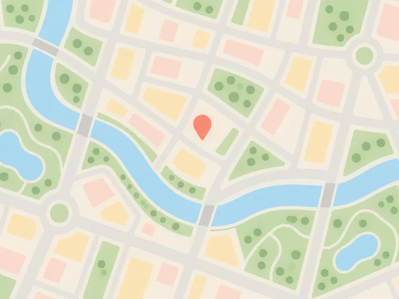Illustrated map showing the campus location
